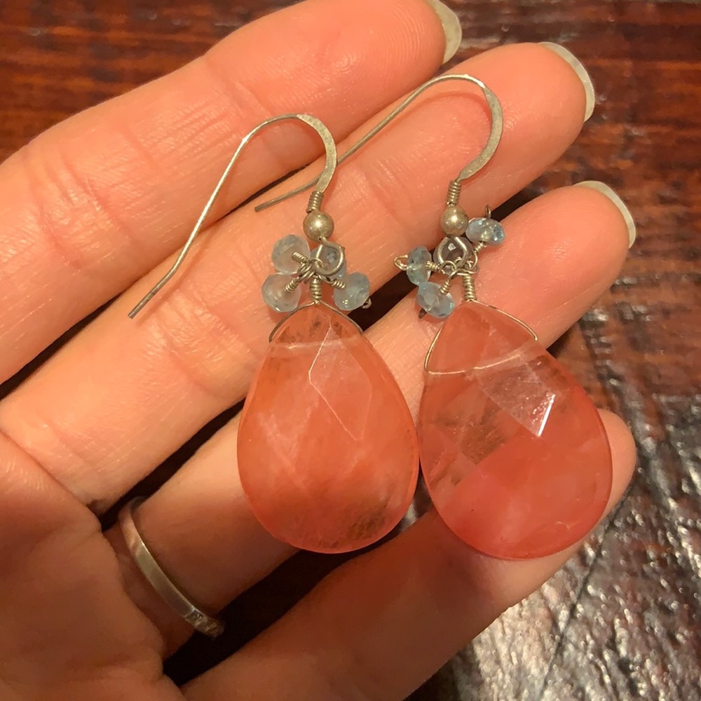 Pink Blue Stone Drop Earring Artisan